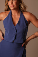 Conjunto Alfaiataria Azul Short Saia com Colete - TYNA - foto 12