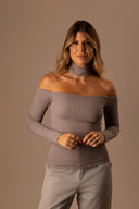 Blusa Manga Longa Gola Grafite - TYNA - foto 1