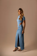 Vestido Midi Azul com Fenda Lateral - TYNA - foto 5