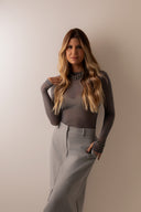 Blusa Tule Cinza Aço Manga Longa com Dedinho - TYNA - foto 2