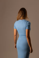 Vestido Midi Azul com Fenda Lateral - TYNA - foto 6