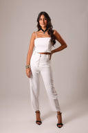 Calça Off White com Pala Sobreposta - TYNA - foto 1