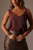 Blusa Decote U Cor Marrom Mascavo - TYNA - foto 1