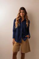 CAMISA FLORENÇA PUNHO LARGO MARINHO