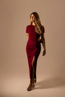 Vestido Midi Marsala com Fenda Lateral - TYNA - foto 4