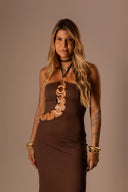 Vestido Longo Café Argolas - TYNA - foto 8