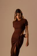 Vestido Midi Choco com Fenda Lateral - TYNA - foto 4