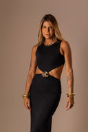 Vestido Longo Preto com Recorte - TYNA - foto 4