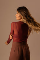 Blusa Vinho Manga Comprida Tule - TYNA - foto 7