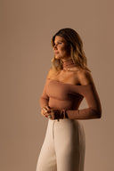 Blusa Manga Longa Gola Mocha Mousse - TYNA - foto 8