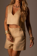 Blusa Linho Assimétrico Paçoca - TYNA - foto 1