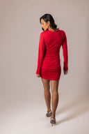 Vestido Curto Vermelho Manga Longa - TYNA - foto 2