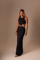 Vestido Longo Preto com Recorte - TYNA - foto 2