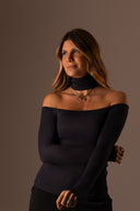 Blusa Manga Longa Gola Preta - TYNA - foto 2