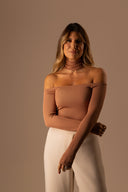 Blusa Manga Longa Gola Mocha Mousse - TYNA - foto 5