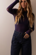 Blusa Tule Azul Noite Manga Longa com Dedinho - TYNA - foto 3