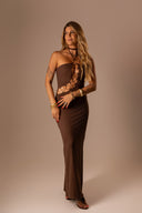 Vestido Longo Café Argolas - TYNA - foto 4