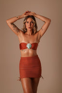 Saia Tule Drapeada Terracota - TYNA - foto 1
