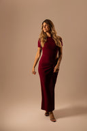 Vestido Midi Marsala com Fenda Lateral - TYNA - foto 1