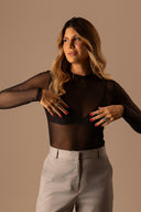 Blusa Preta Manga Comprida Tule - TYNA - foto 5