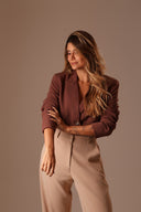 Blazer Alfaiataria Cropped Choco - TYNA - foto 1